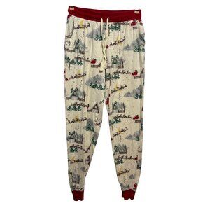 Burts Bees Baby Holiday Pajama Pants Size S Santa Reindeer Christmas Red
